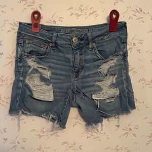 American Eagle Outfitters Ripped Blue Jean Shorts